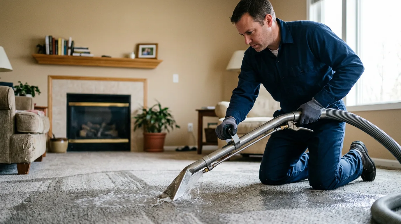 Water damage restoration technician working near Harper, IA
